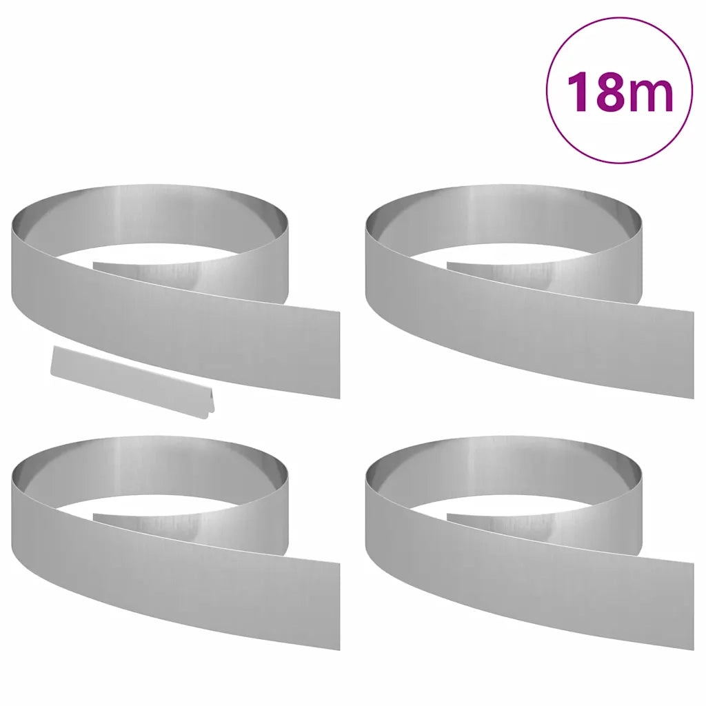 Bordura per Prato 4 pcs Argento 450 x 0.05 x 15 cm 868025