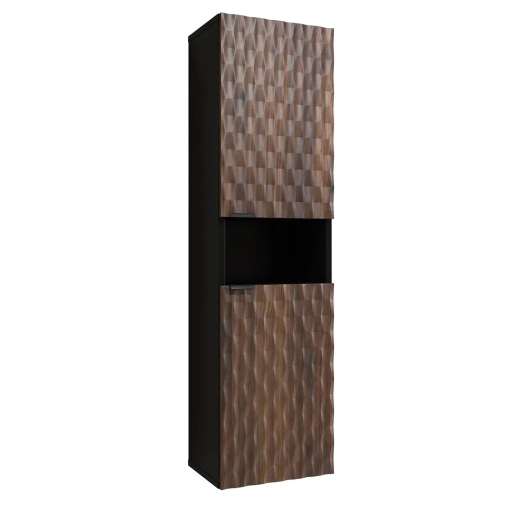 Set di 3 mobili da bagno KING – Rovere scuro e nero - 60 cm