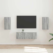 Set di Mobiletto da TV a Parete 4 pcs Grigio Sonoma