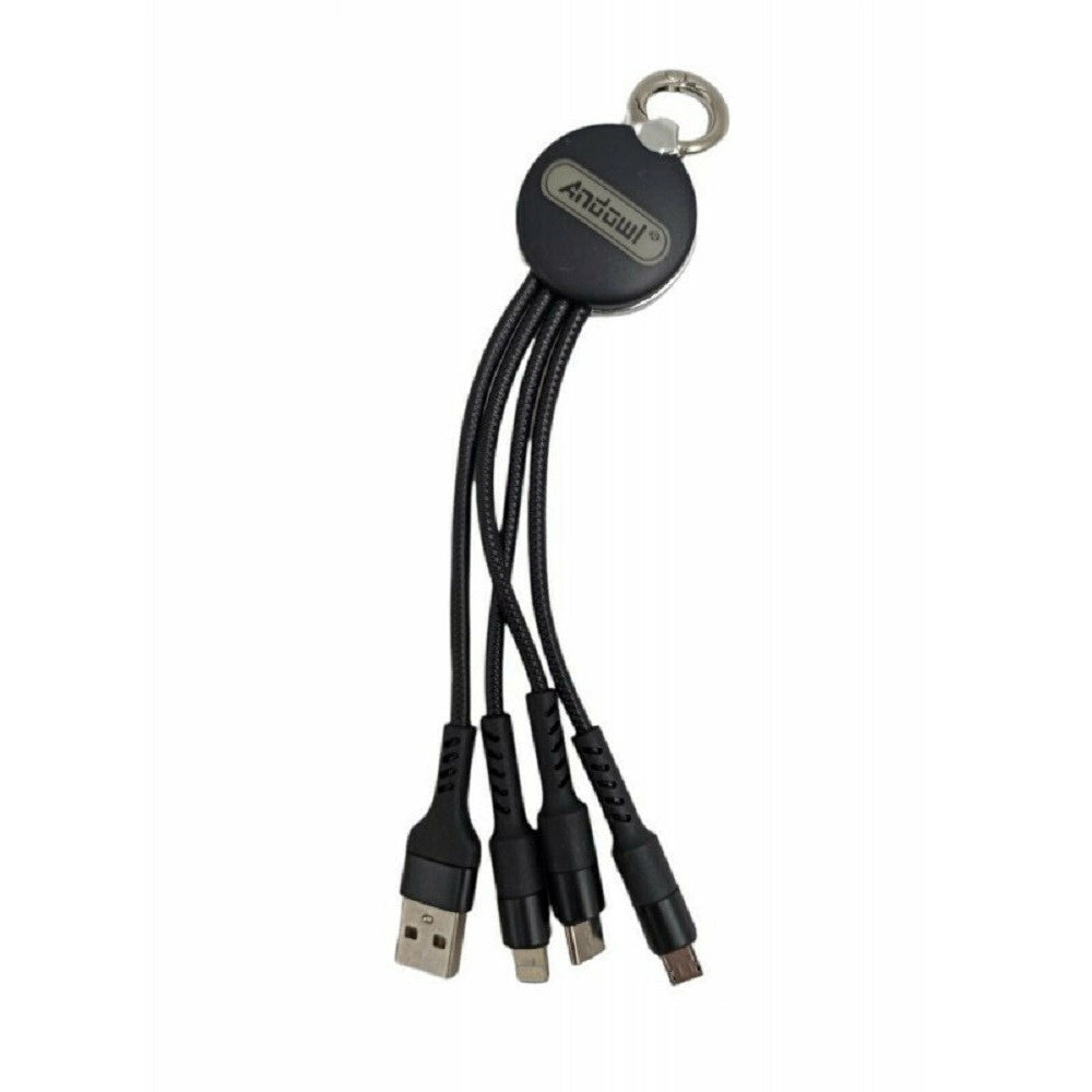 Trade Shop - Cavo Portachiavi 3 In 1 Usb Lightning Type-c Micro Usb Caricatore 0,2 Mt Q-c18 -