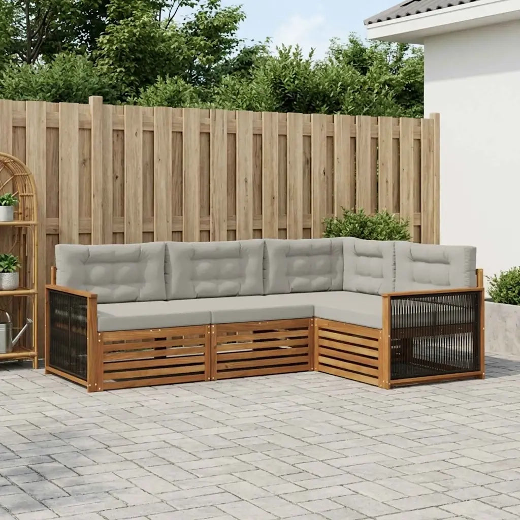 Set di divani da esterno 4 pcs Naturale e Grigio Chiaro 3383294