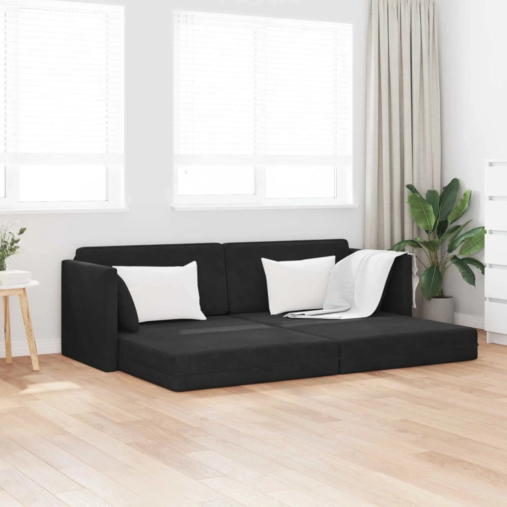 Divano-letto da pavimento Nero 213 x 70 x 77 cm Velluto 4106730