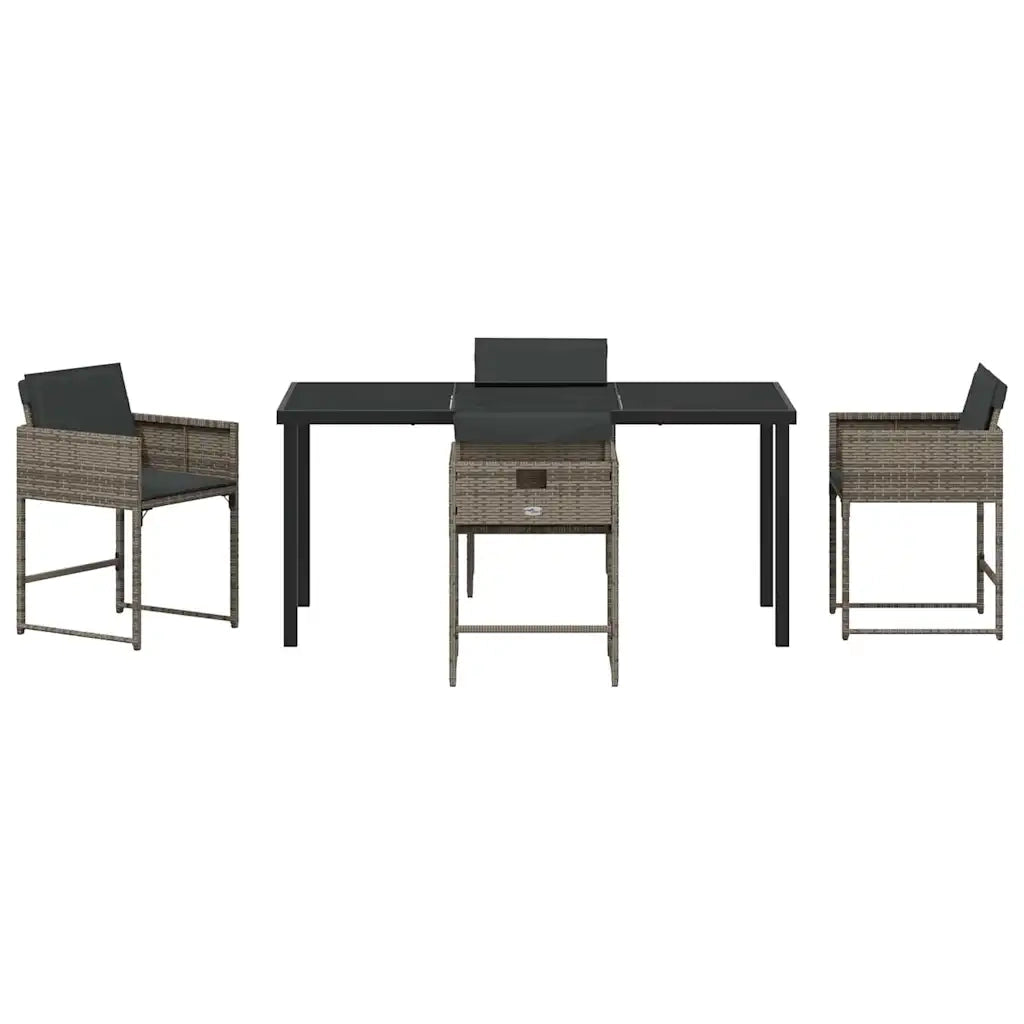 Set da Pranzo per Giardino 5 pcs Grigio polyrattan