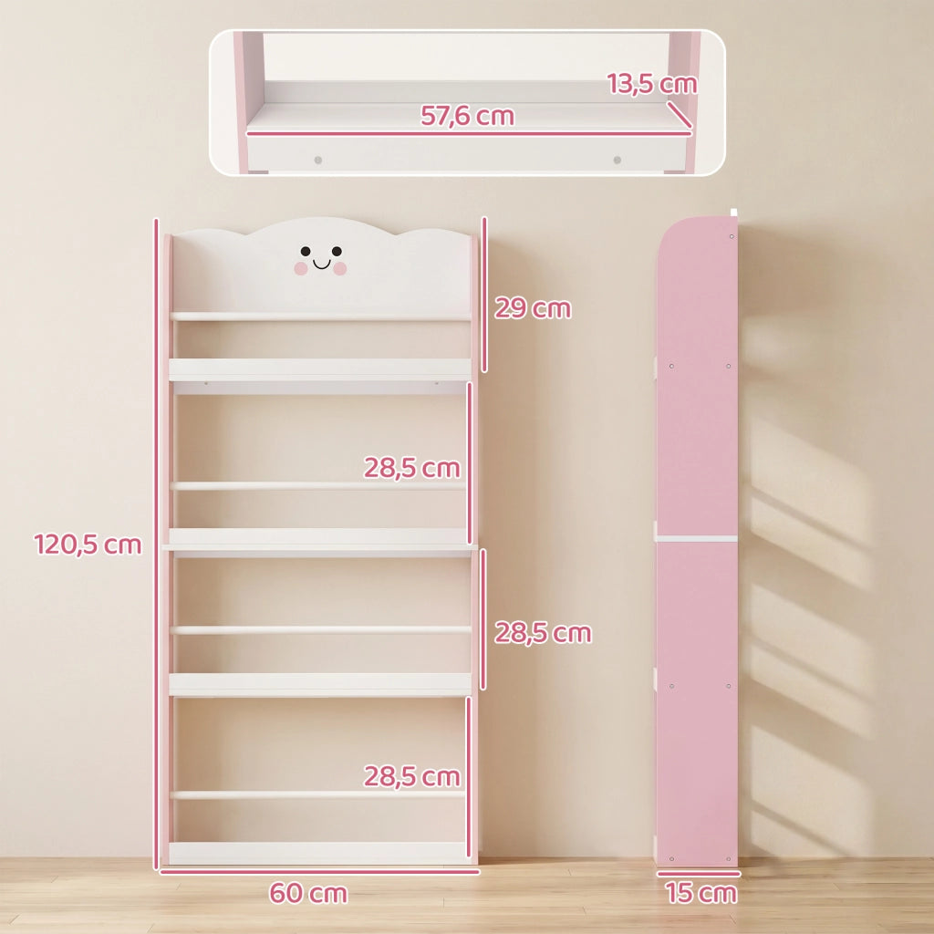 Libreria per bambini a 4 ripiani ¨C Xylo ¨C rosa 80x30x19