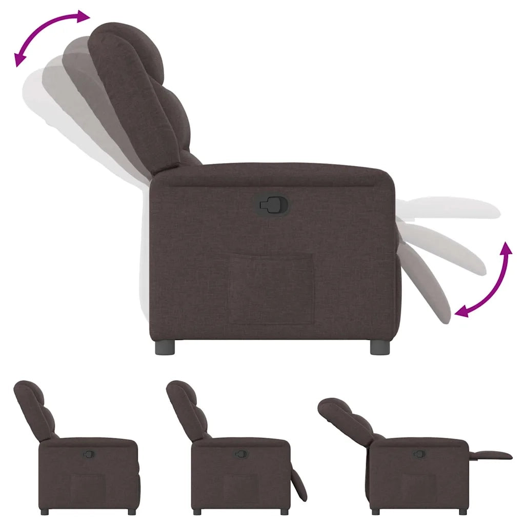 Poltrona | Sedia Relax Reclinabile Marrone Scuro in Tessuto