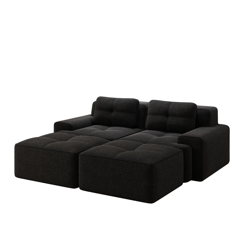Divano Modulare Cloud U ¨C Xylo ¨C Velluto a Coste, Nero, con Ottoman