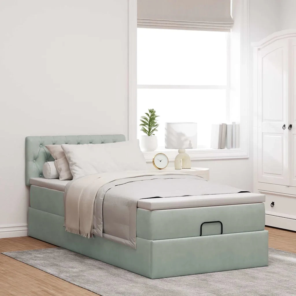 Struttura Letto Pouf con Materasso 90x200 cm in Velluto 3312668