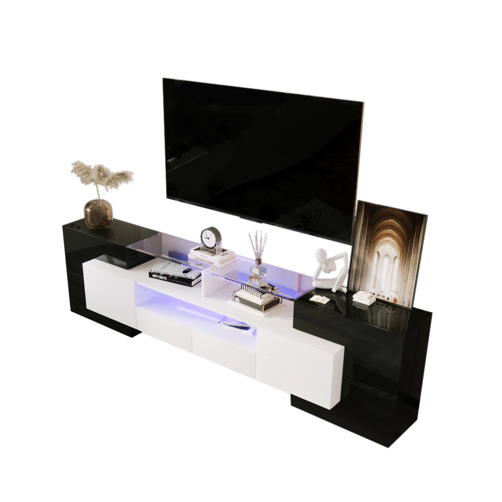 Mobile TV elegante - Zephmum - 200 cm - Bianco e nero - LED