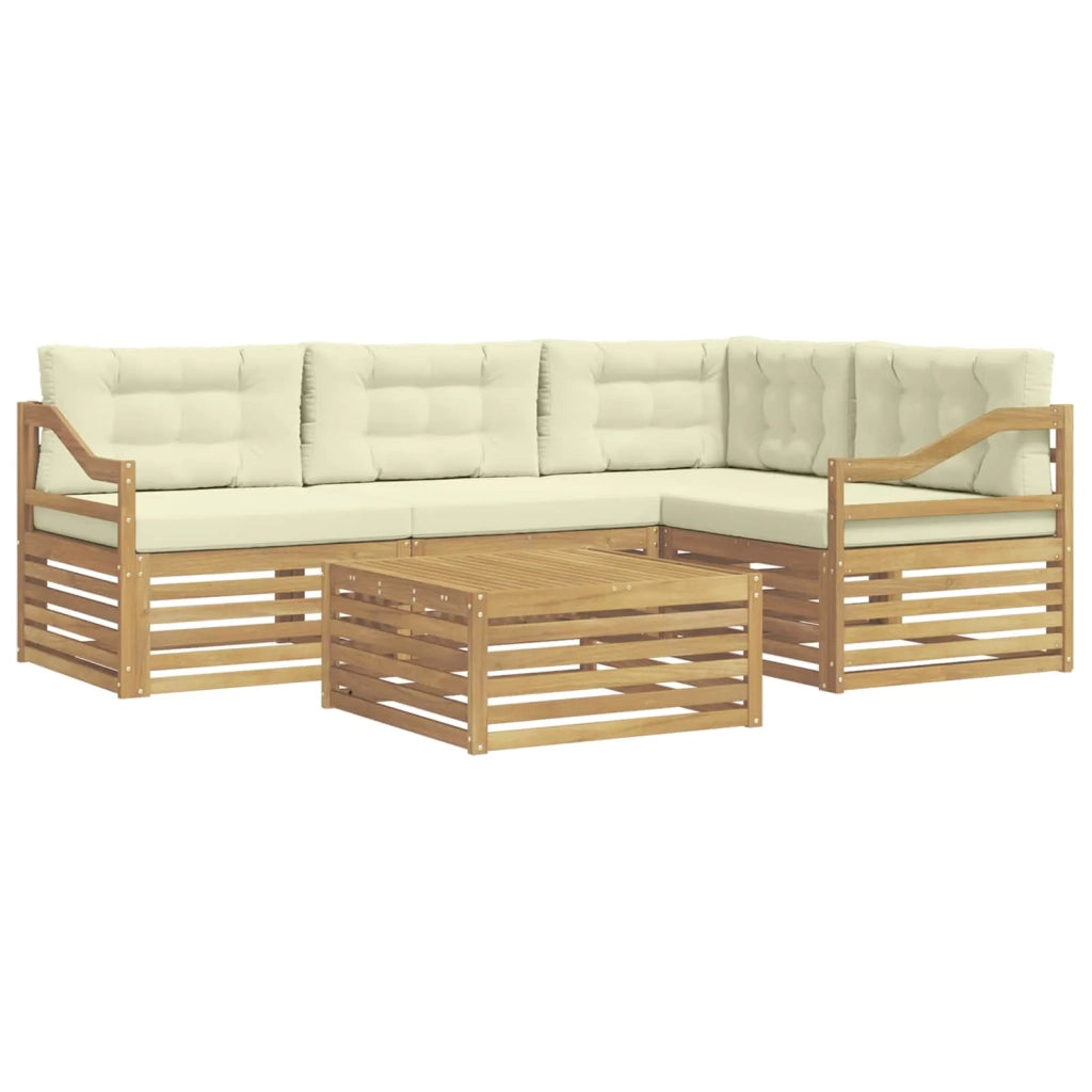 Set di divani da esterno 5 pz Bianco e Crema Poliestere 3390460