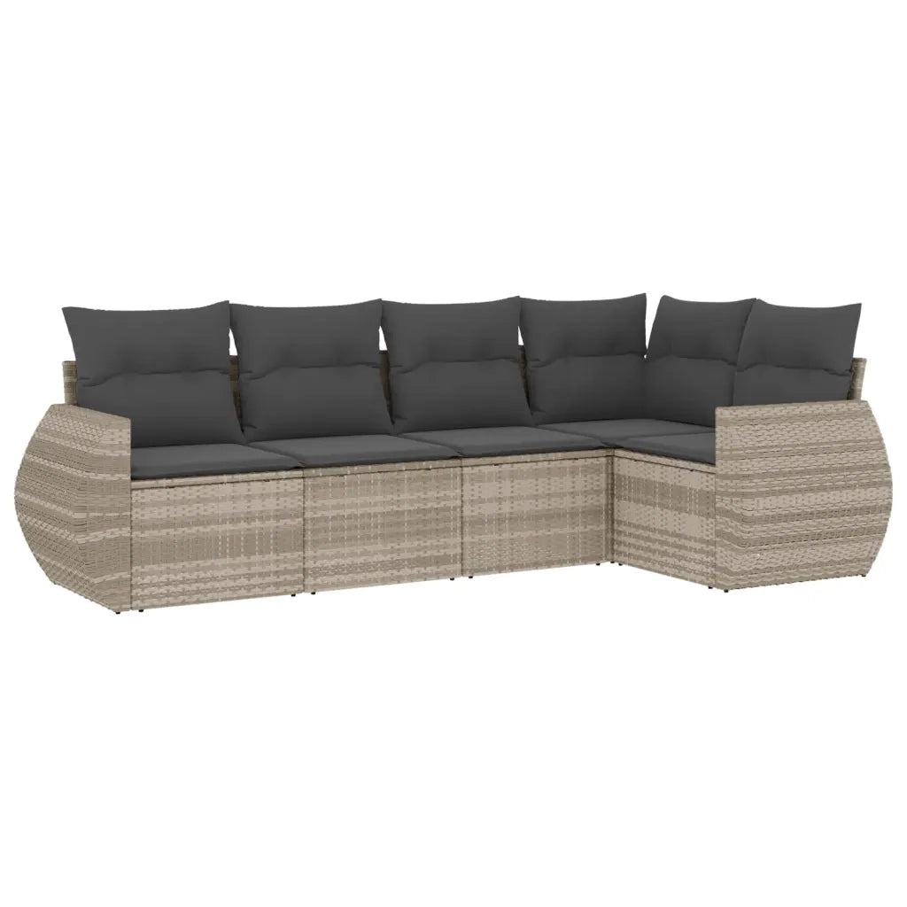 Set Divano da Giardino 5pz con Cuscini Grigio Chiaro Polyrattan 3253669