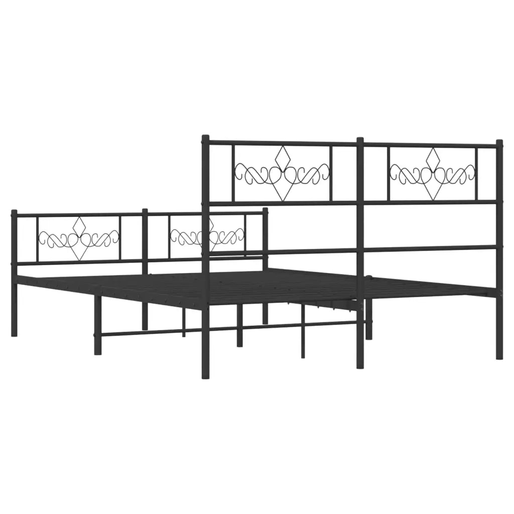 Letto matrimoniale | Letto per adulti | Giroletto senza Materaso con Pediera in Metallo Nero 160x200 cm