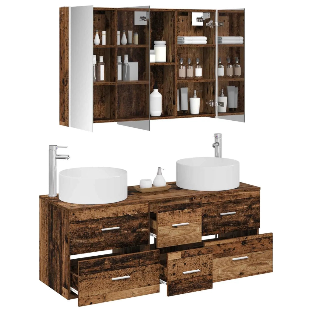 Set di mobili per il bagno 4 pz Legno antico 3407109