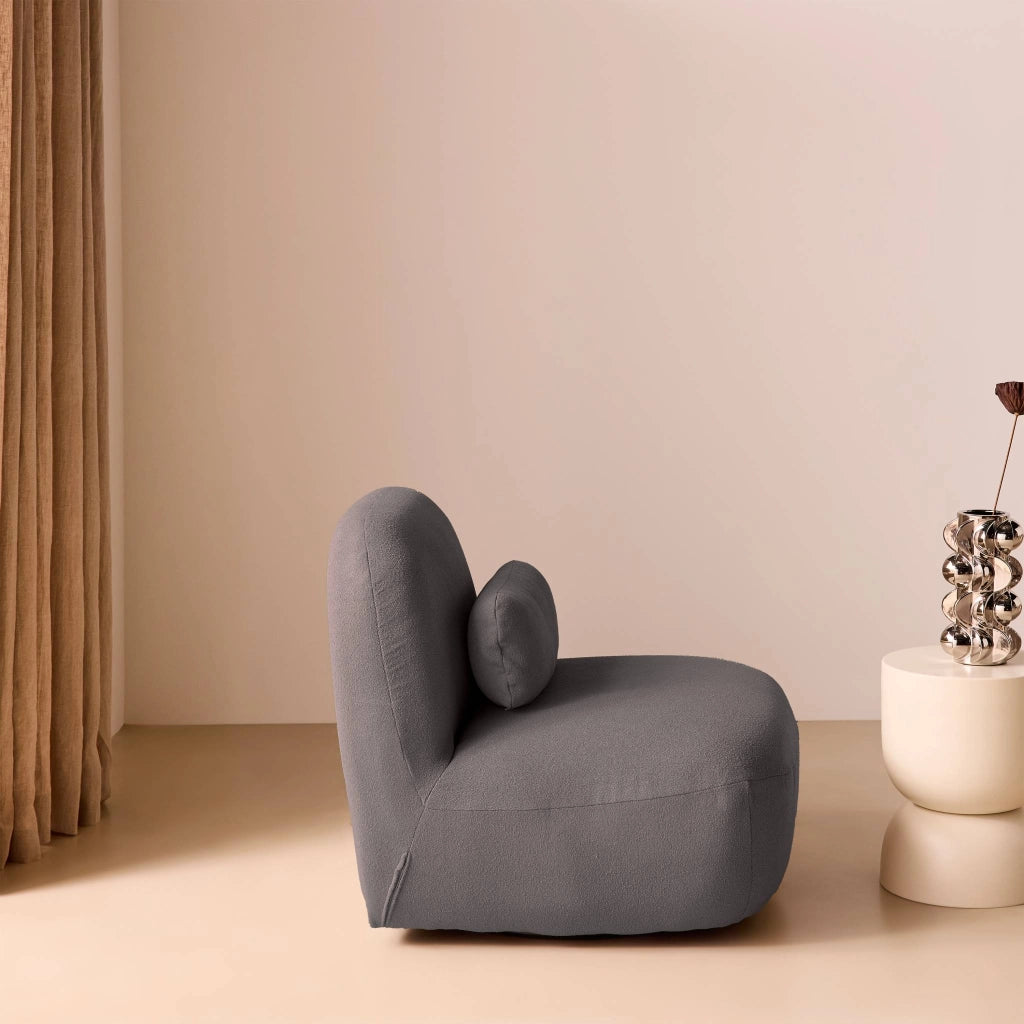 Poltrona girevole 360° bouclé, grigio