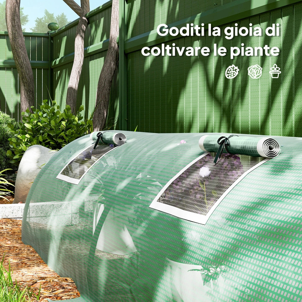 Serra da Giardino con Finestrelle ¨C Minimal ¨C Verde Acciaio 300x80x45 cm