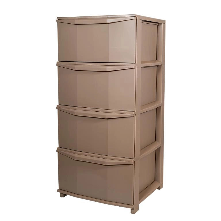 Cassettiera in Plastica Pratika 4 Cassetti Tortora 37,5 x 37 x 80 cm