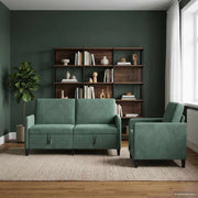 Set di Divani con Storage 2 pz Verde Mare Poliestere 3429201