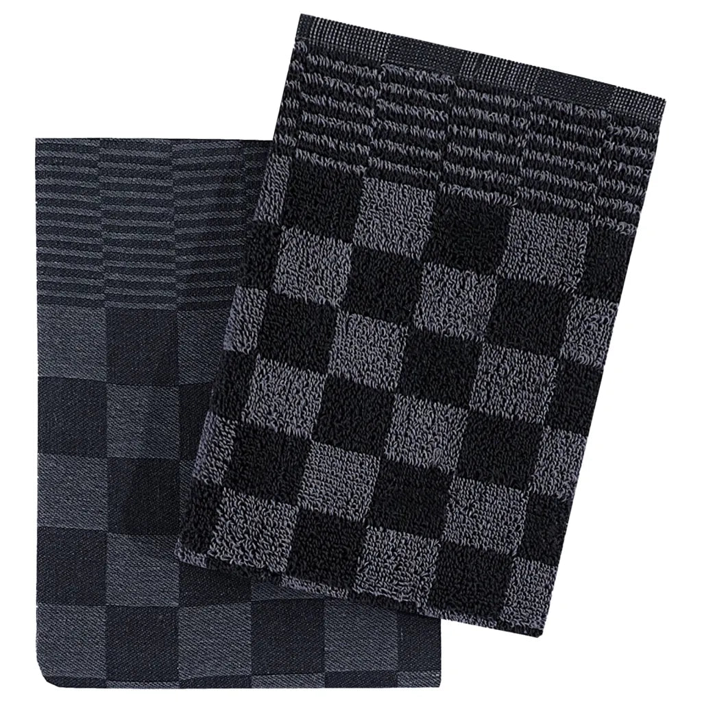 Set Strofinacci 10 pz | Teli per bagno in Cotone Nero e Grigio