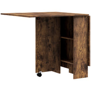 Tavolo da Pranzo Pieghevole a Ribalta 140x75x74 cm per 6 Persone con 2 Ripiani in Melamina Marrone Rustico