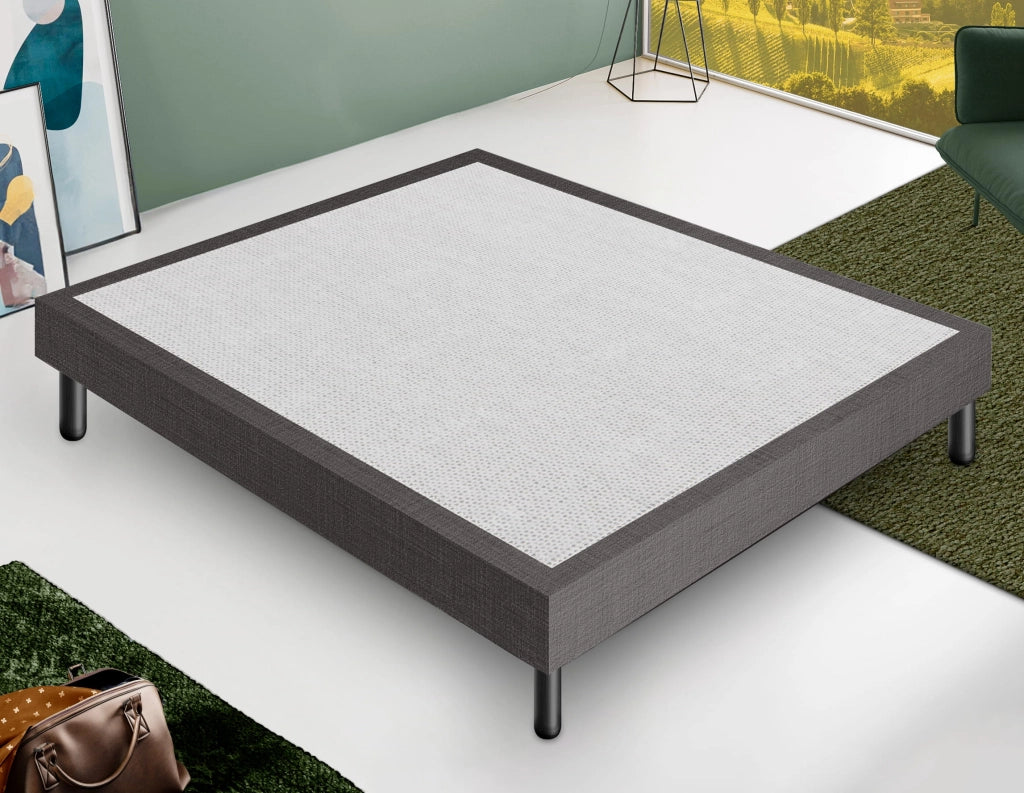 Letto Sommier Singolo 80x190 Grigio Scuro Rivestito - Resistente fino a 120 Kg per Persona