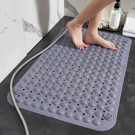 Matrice Antiscivolo con Funzione di Massaggio - Resistente ai Funghi - Dimensioni 60 x 90 cm - Materiale PVC - Zoccolini - Matrimoniale