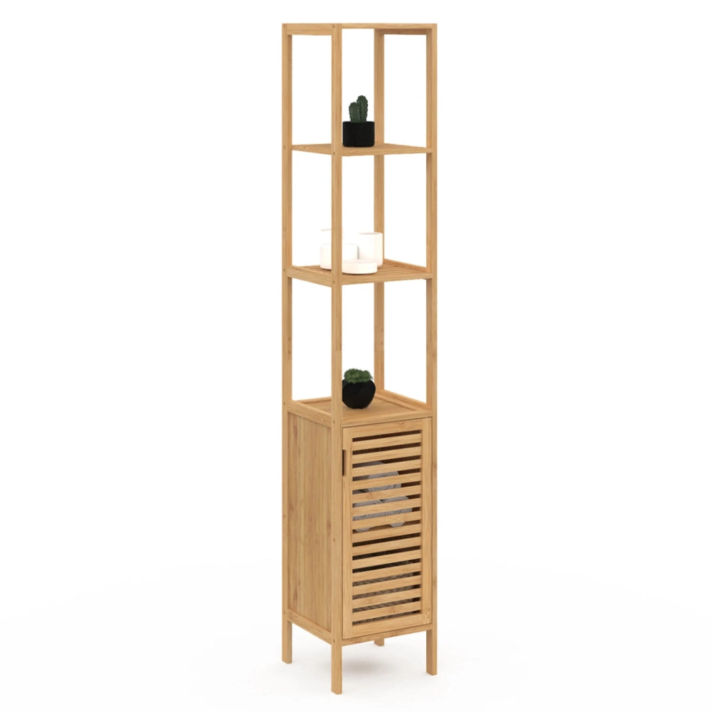 IDMarket - Mueble de baño de 1 puerta de bambú BEA