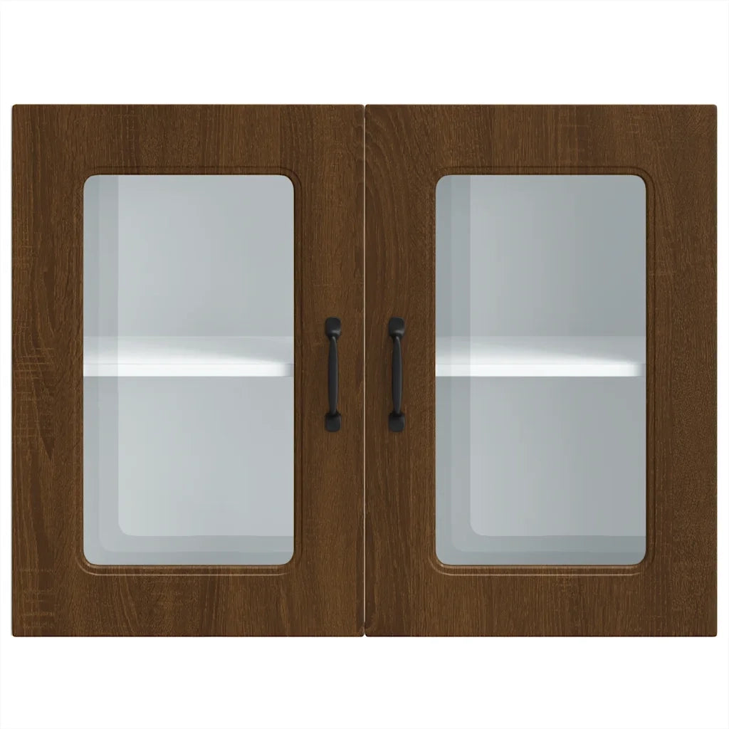 Pensile da Cucina con Porta in Vetro Kalmar Rovere Marrone 853614