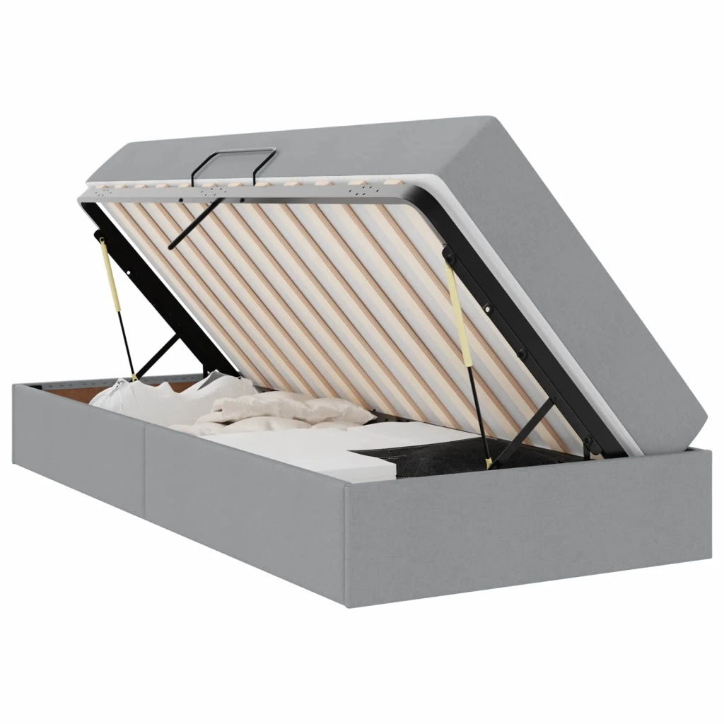Letto con contenitore e materasso Grigio chiaro 100 x 200 cm 3399640