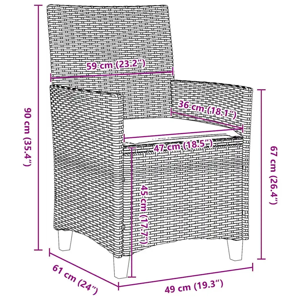 Set da Pranzo per Giardino 7 pcs Grigio polyrattan 3381077