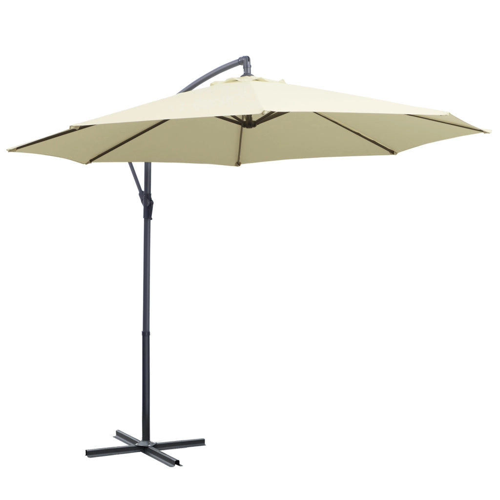 Ombrellone Decentrato da Giardino ¨C Xylo ¨C Metallo e Poliestere 3x2.5m Beige con Base a Croce