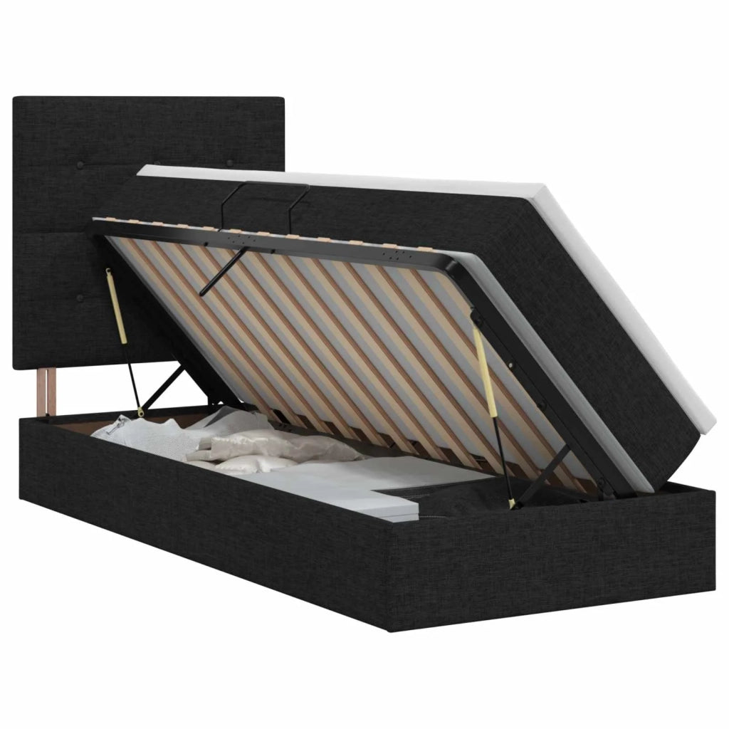 Letto con contenitore e materasso Nero 90 x 200 cm Tessuto 3459479
