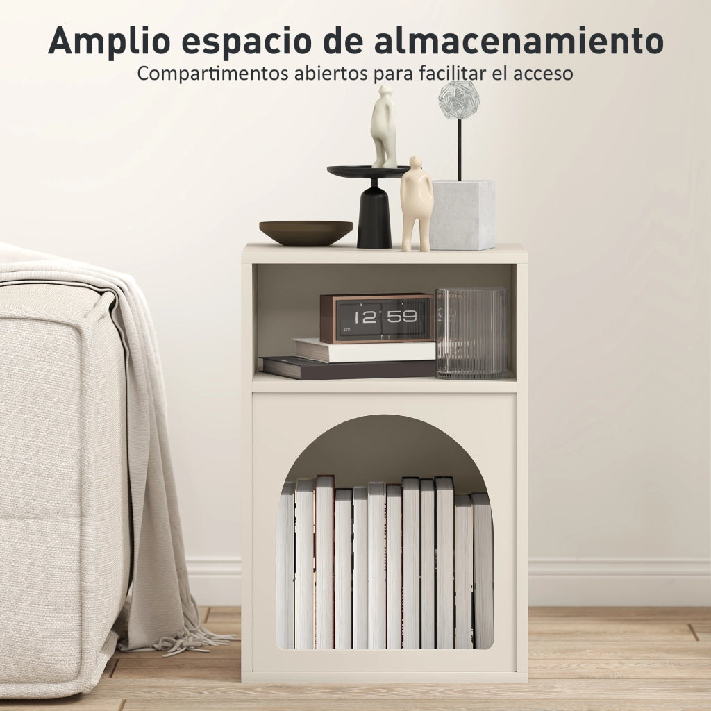 Comodino con 2 Ripiani Aperti Design Arco ¨C Minimal ¨C Crema 40x30x60 cm