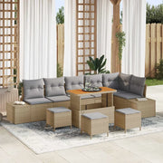 Set Divano da Giardino con cuscino 10 pcs Beige polyrattan 3362812