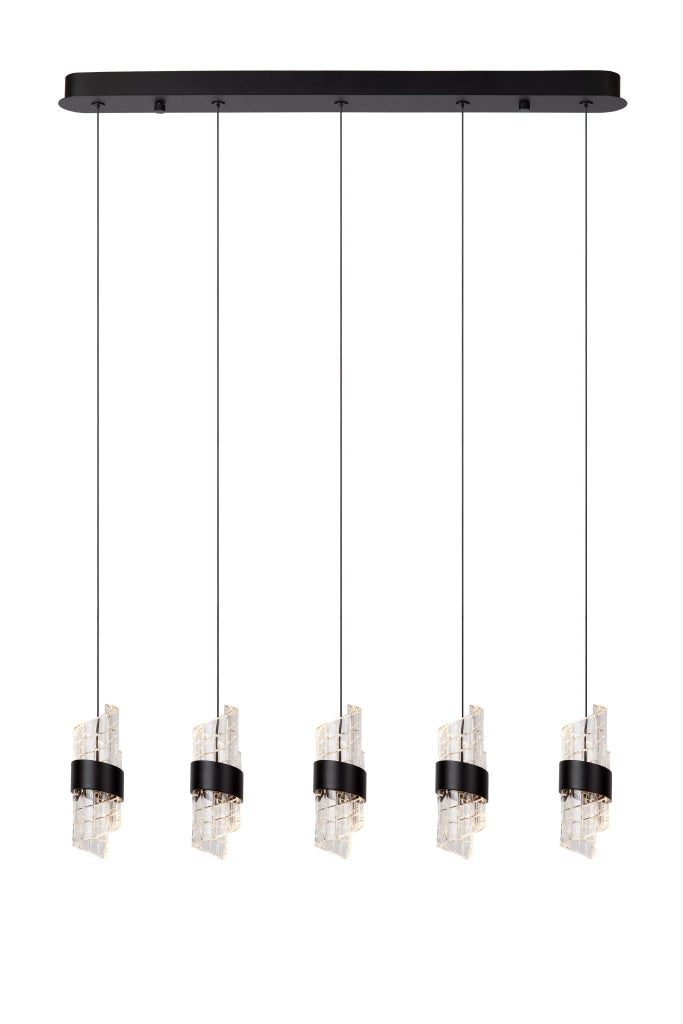 Sospensione LED in vetro nera Kligande 3 luci 7W Lucide