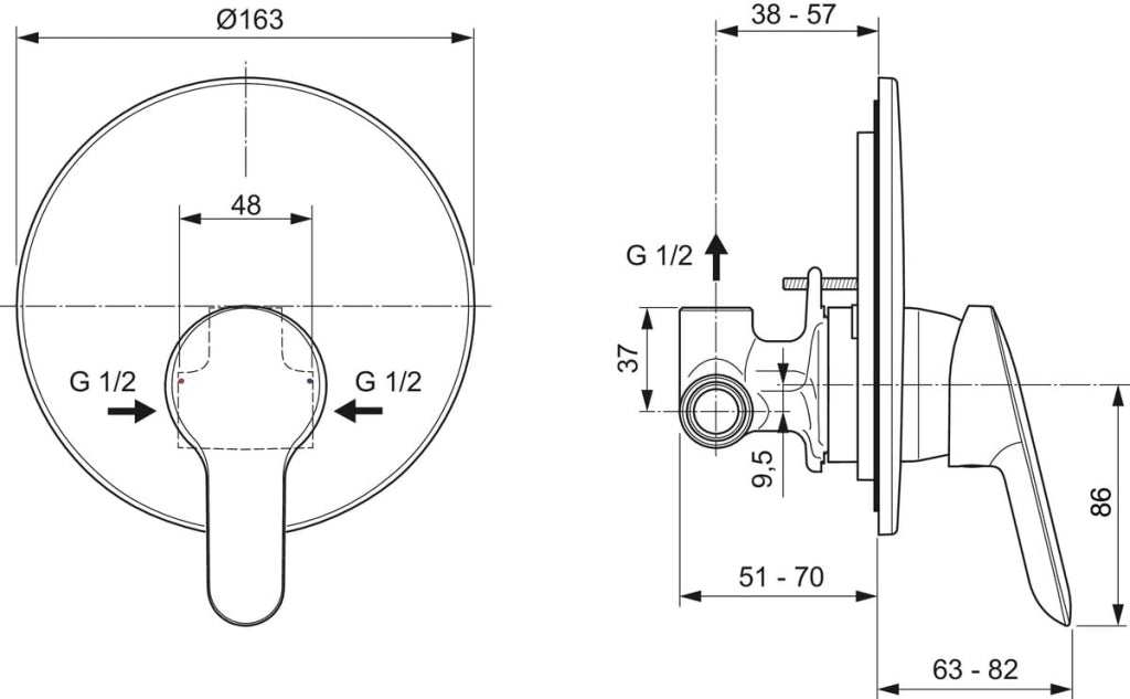 Rubinetto Miscelatore Doccia Incasso Alpha Cromo Ideal Standard
