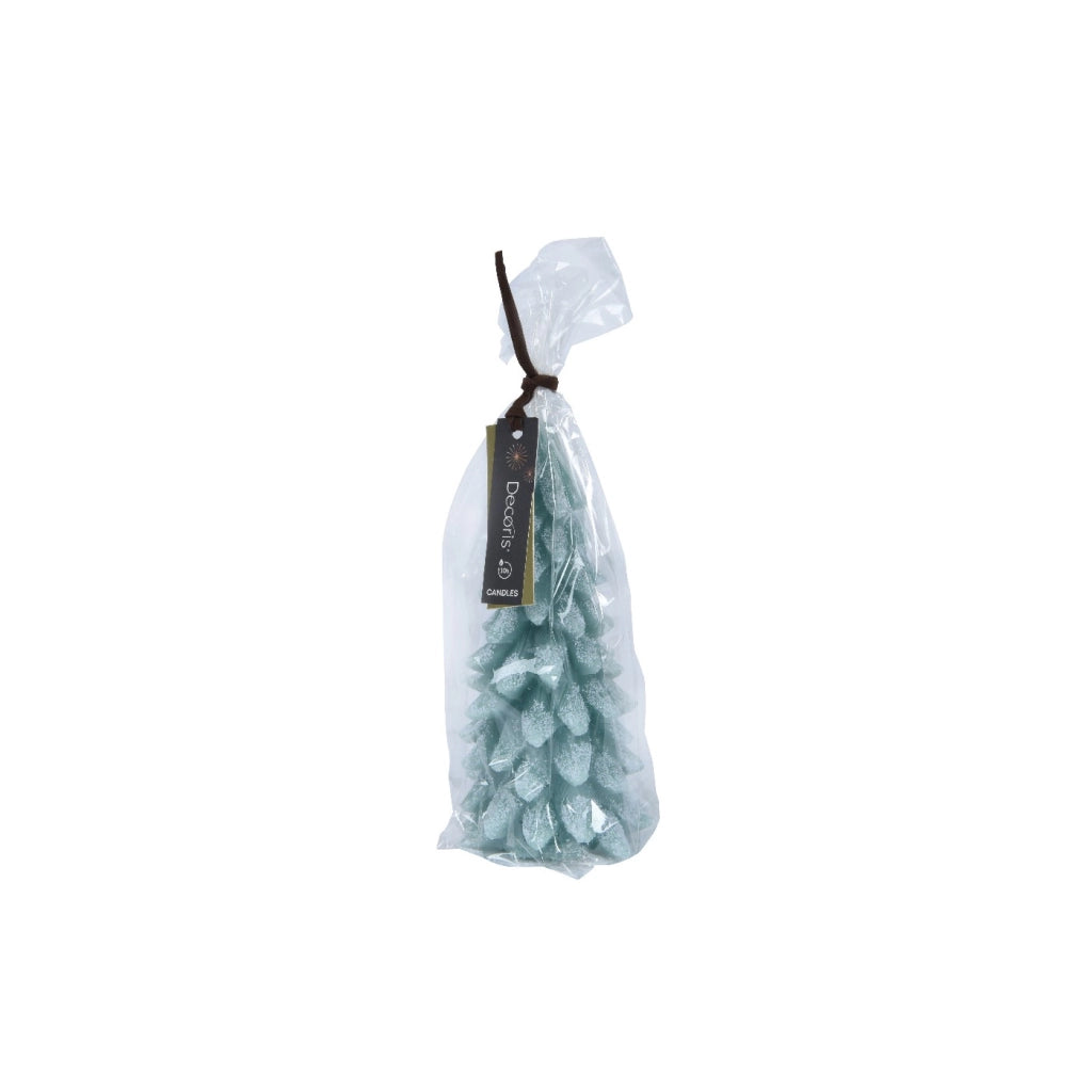 Candela albero verde inev-glit H16,5cm