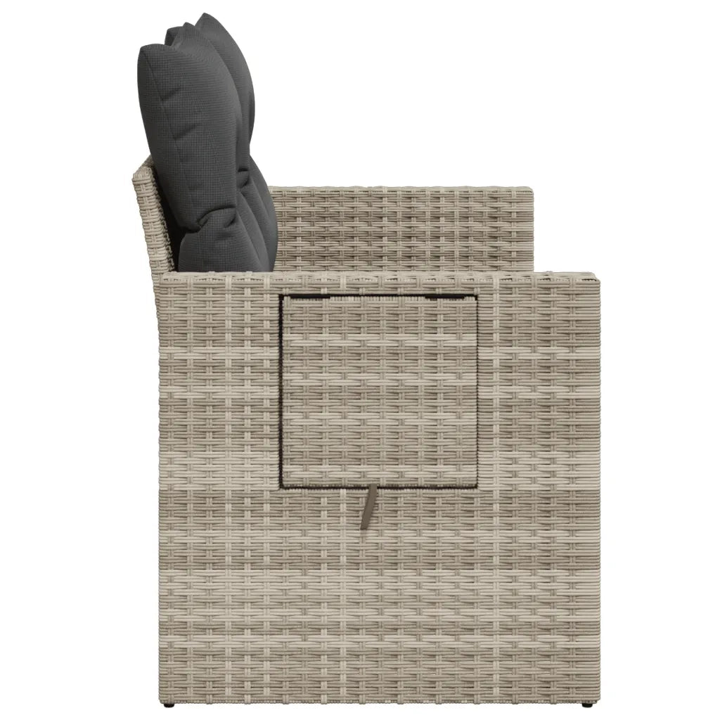 Divano da Giardino con Cuscini 2 Posti Grigio Chiaro Polyrattan 366185
