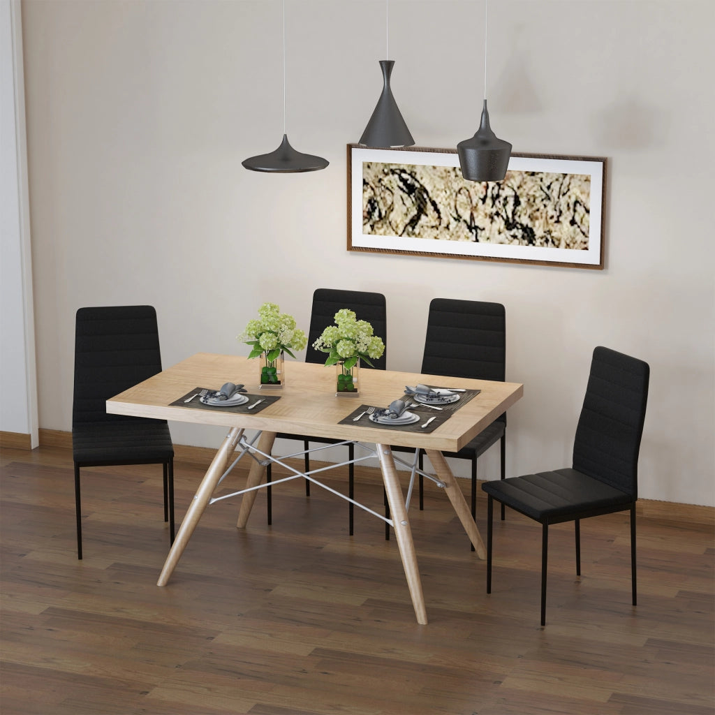 Set 4 Sedie Imbottite per Soggiorno o Sala da Pranzo, Sedie da Cucina Moderne, in Metallo e Tessuto Nero