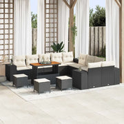 Set Divano da Giardino 14 pcs Nero e Crema polyrattan 3364020