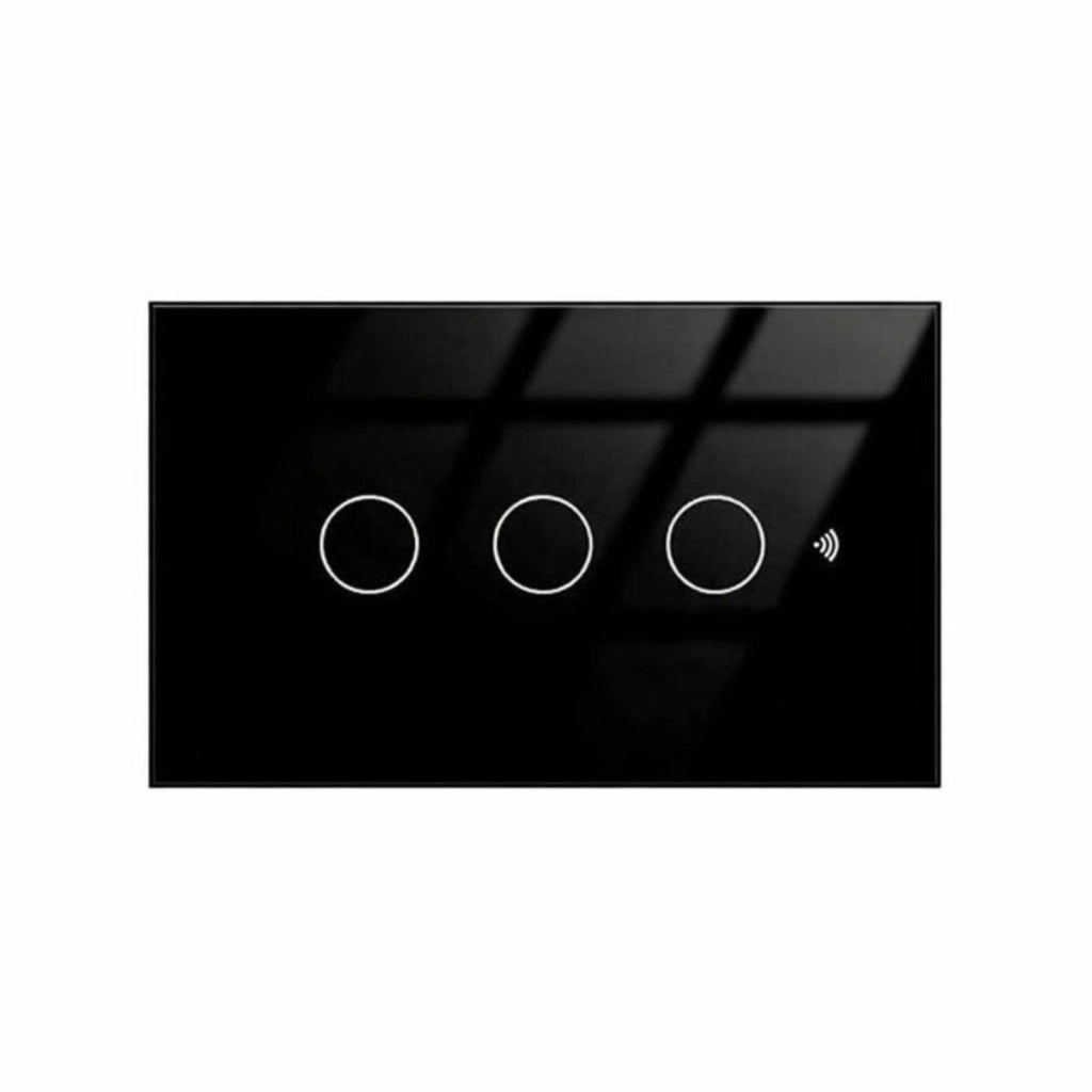 Interruttore Da Incasso Scatola 503, Touch Nero, WIFI 2.4G Matter, TUYA, Smart Life,Apple Home, Google Home, Alexa, SmartThings, 10A, AC 90-250V, 50/60HZ, 120X72X38mm, IP20,Disponibili 1,2,3 Tasti (3 Tasti)