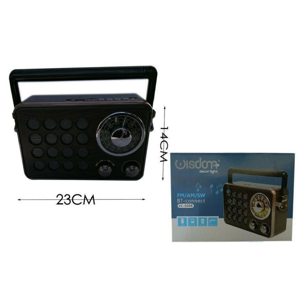 Trade Shop - Radio Fm Am Sw Portatile Con Antenna Speaker Bluetooth Microsd Usb Stereo Xc5008 -