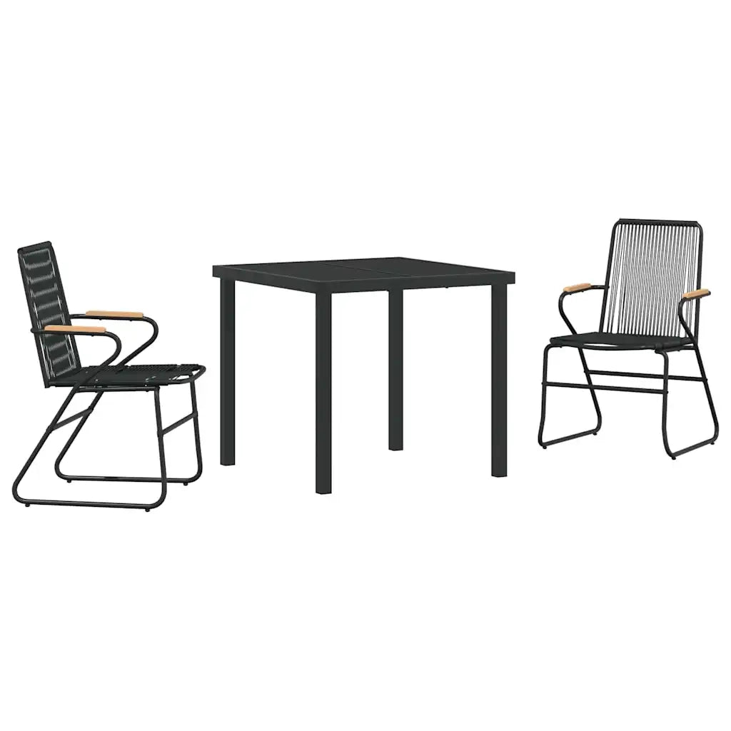 Set da Pranzo per Giardino 3 pcs Nero