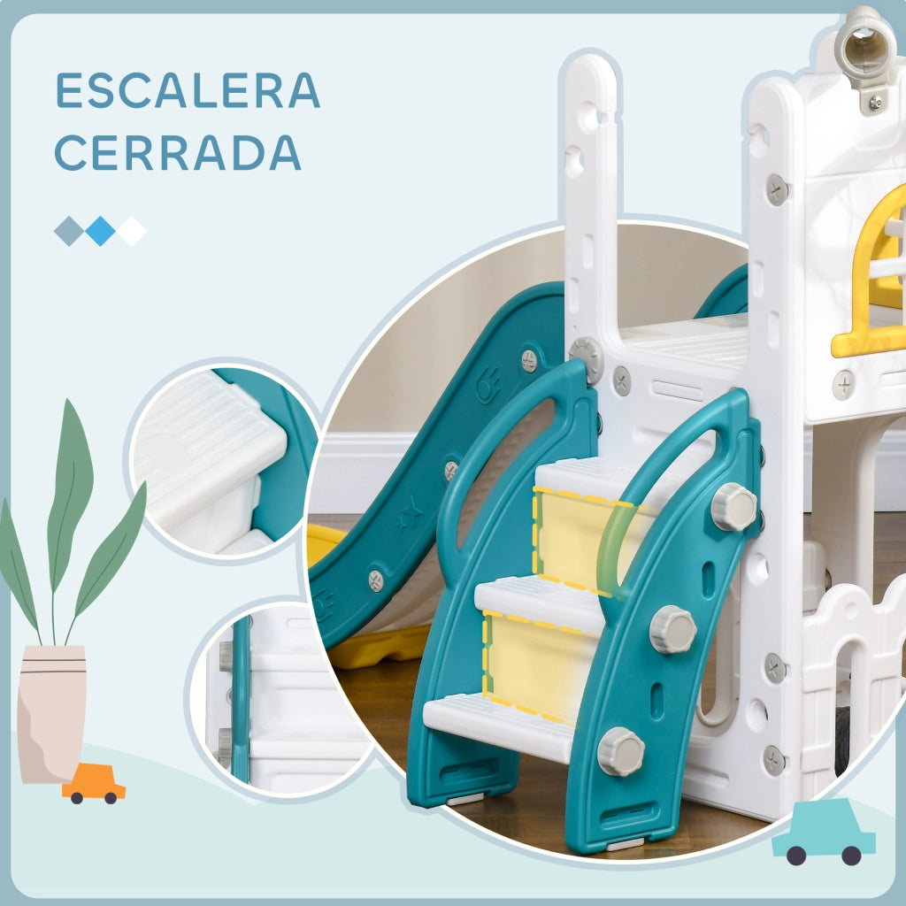 Letto a soppalco con scivolo e canestro ¨C Zephmum ¨C Giallo Verde