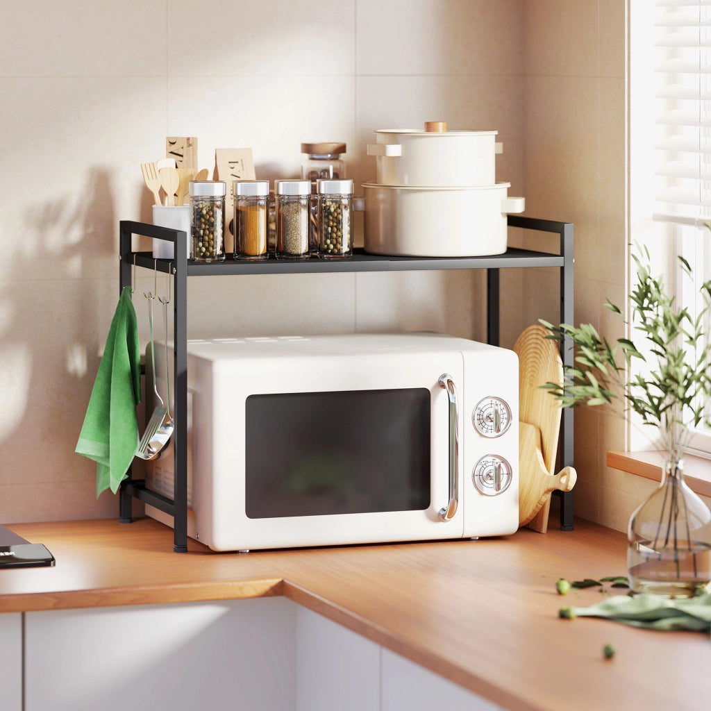 Tavolino da cucina estraibile con 3 ganci ¨C zephmum ¨C Nero, Metallo, 40 cm