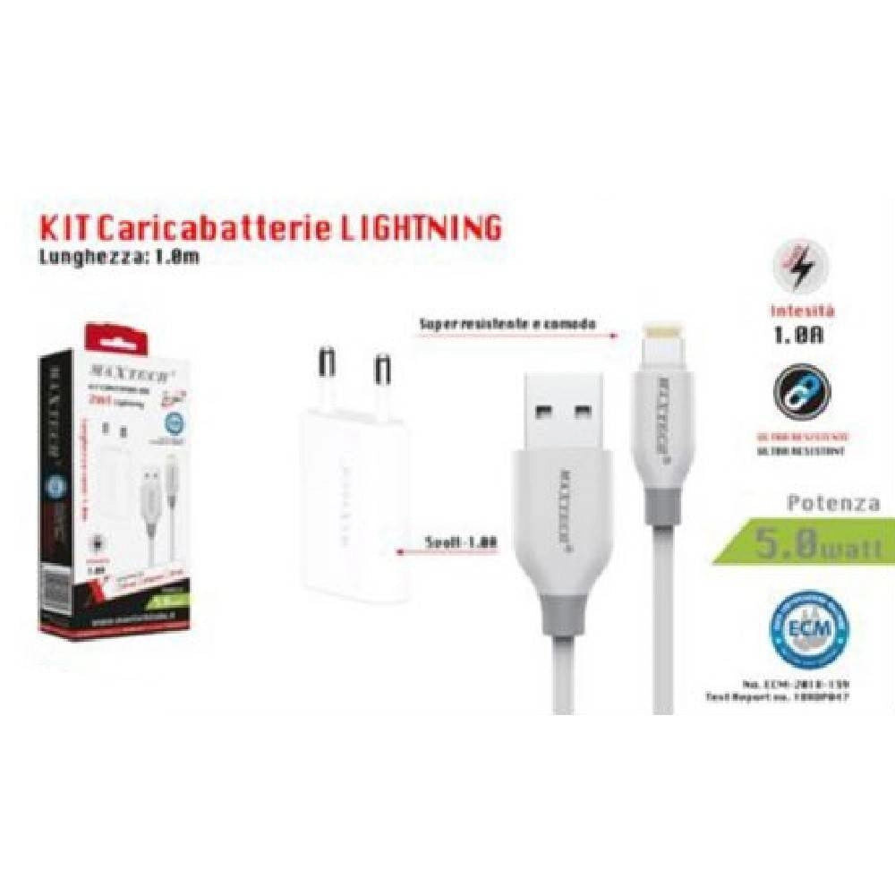 Trade Shop - Kit Caricabatterie Caricatore Cavo Usb Lightning Iphone 1a 5w 1mt Ca-s041 Ricarica -