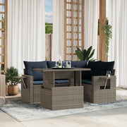 Set Divani da Giardino 5 pz con Cuscini Grigio in Polyrattan 3267881