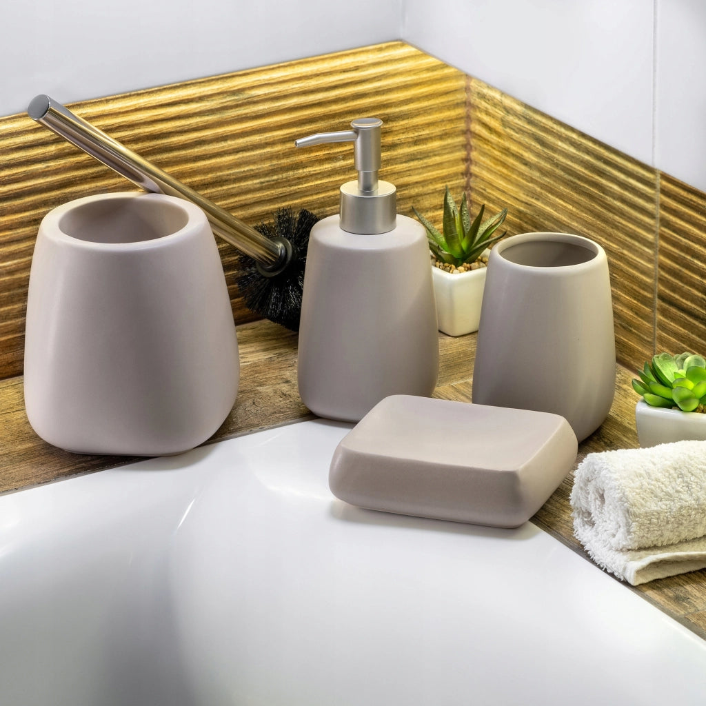 Set di 2 scopini per WC in ceramica beige KADAX