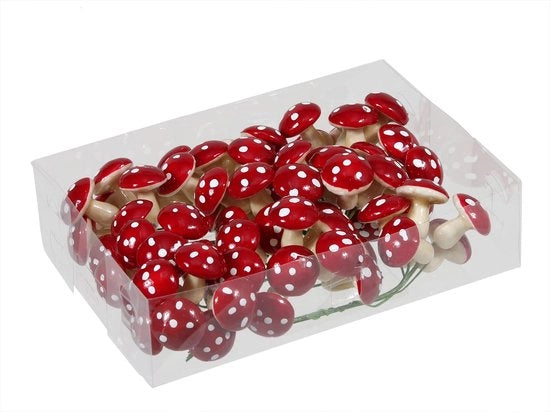 Set di Mini Funghi di Schiuma da 72 - Decorazione di Natale - Decorazione di Autunno - Decorazione di Tavola - Attività di Fai da Te - 27 mm Schiuma - Funghi di Decorazione