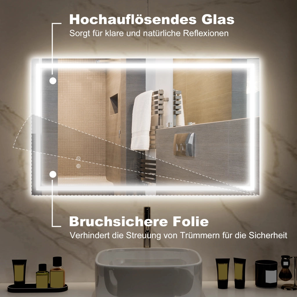 Specchio da Bagno LED ¨C zephmum ¨C Bianco 60x30x5