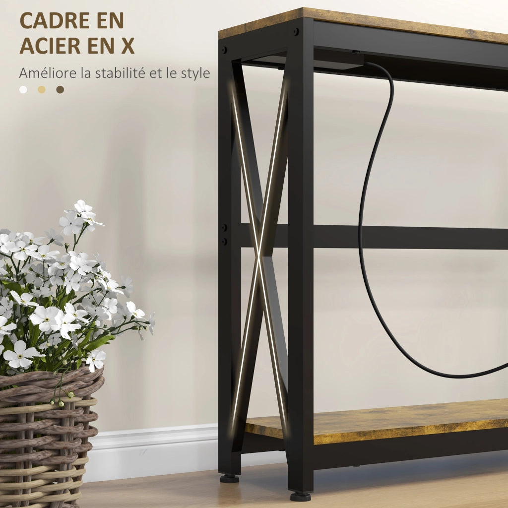 Tavolino console a 2 livelli ¨C Minimal ¨C 100x24x75 cm marrone