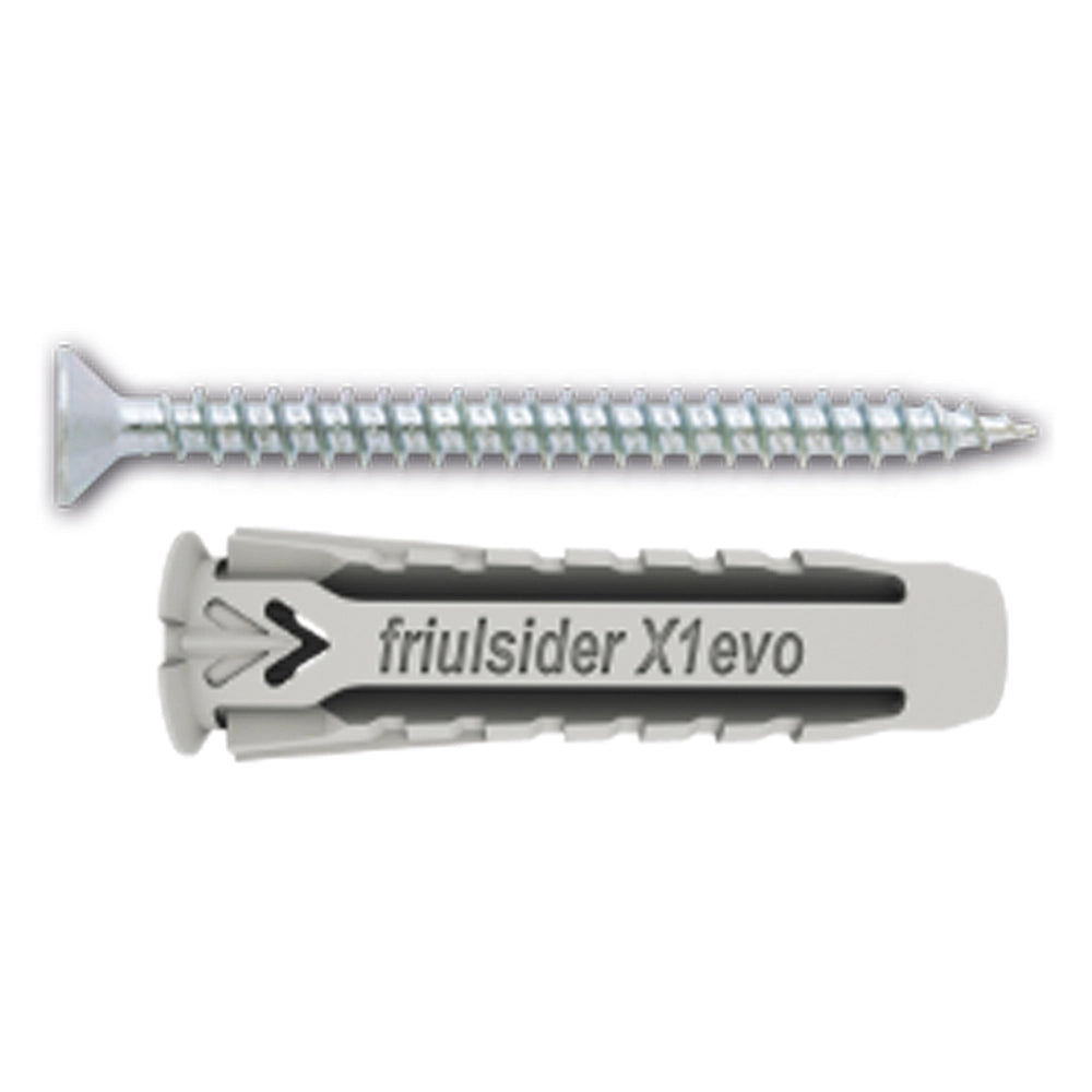 TASSELLO NYLON 'X1 EVO' CON VITE TPS TRUCIOLARE mm 10 x 50 - vite 6 x 60- 25 pezzi  - FRIULSIDER